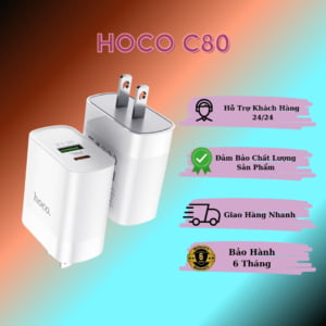 Cóc Sạc Nhanh HoCo C80 PD20W - QC3.0 Chân Dẹp Sạc Nhanh Chính Hãng