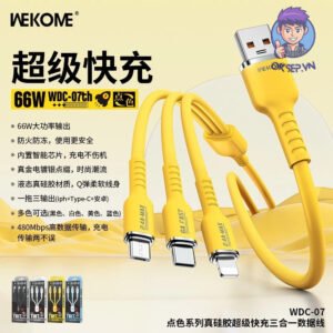 Cáp Sạc Nhanh Đa Năng Wekome WDC-07th 3in1 66W Chính Hãng