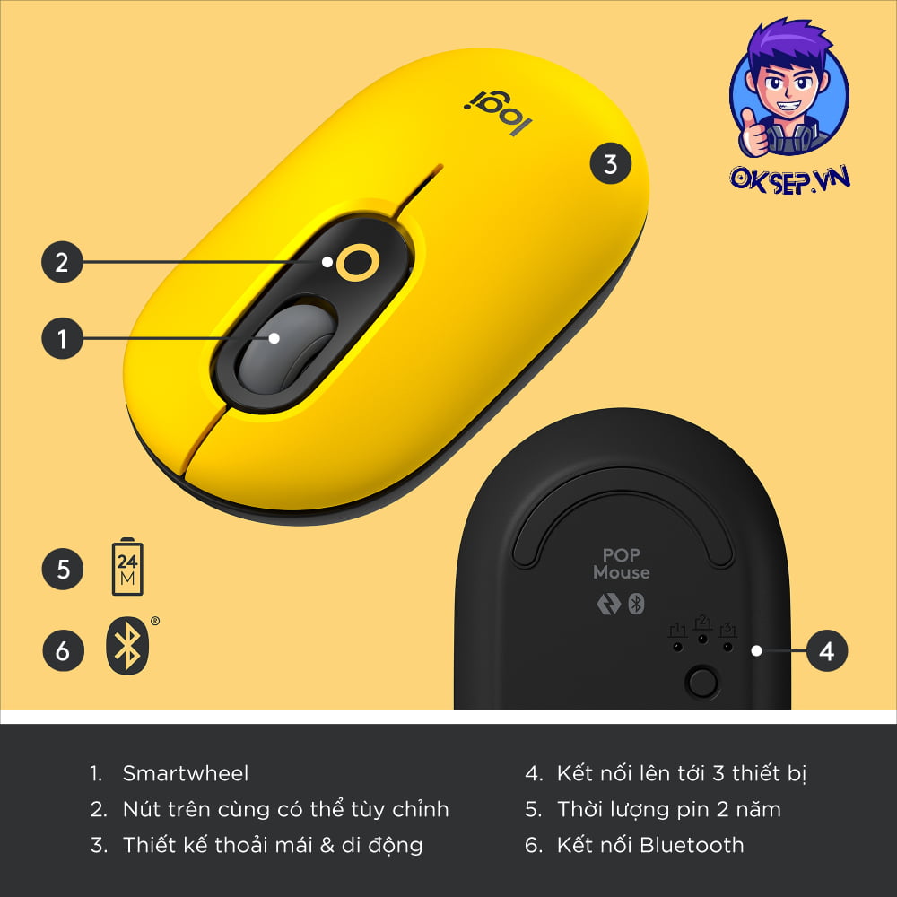 Chuột Máy Tính Không Dây Bluetooth LOGITECH EMOJI POP