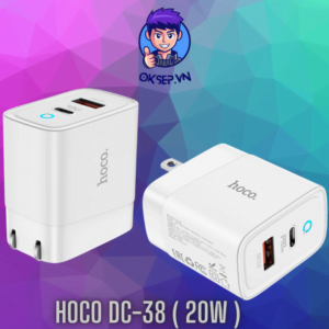 Cóc Sạc Nhanh HoCo DC-38 Chân Gấp Gọn 20W Chính Hãng