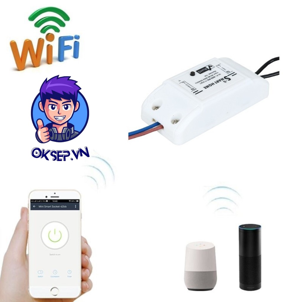 Công Tắc Điều Khiển Từ Xa Qua WiFi SMART HOME ON / OFF Trên Điện Thoại