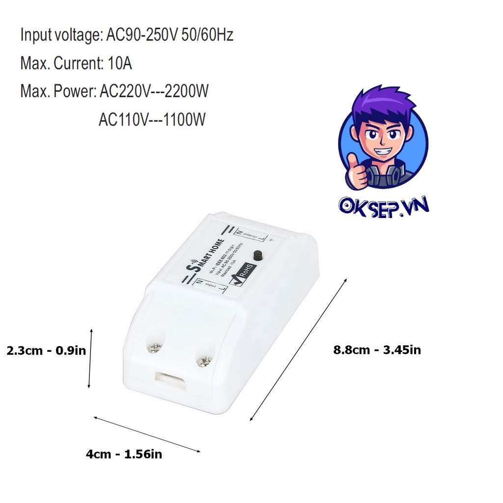 Công Tắc Điều Khiển Từ Xa Qua WiFi SMART HOME ON / OFF Trên Điện Thoại