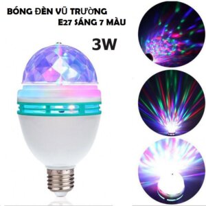 Bong Den Led Vu Truong Xoay 7 Mau Den Led Dui Tron Den San Khau MiNi E27 Nguon 220V Vu Truong Xoay 7 Mau Dui Tron 3 1