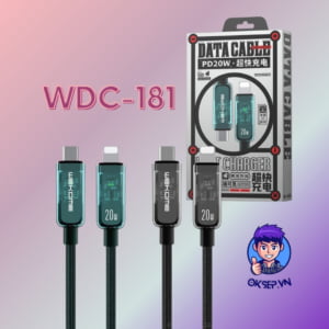 Cáp Sạc Nhanh Wekome WDC-181 Type-c To IOS 20W – Dây Sạc Nhanh Wekome WDC-193 Type-C to Type-C 100W Dây Dù Có Đèn Led