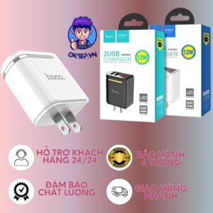 Cóc Sạc Nhanh - Củ Sạc Nhanh HoCo C39 Hiển Thị Led Khi Kết Nối Sạc - Sạc Nhanh 12W - 2 Cổng USB Chính Hãng Tại OKSEPVN