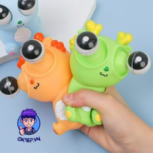 Đồ Chơi Stress Bóp Mắt Lòi Squishy Rồng Kute - Mắt Có Thể Xoay Được - Size Lớn 10cm - Rồng Squishy Lòi Mắt Tại OKSEPVN