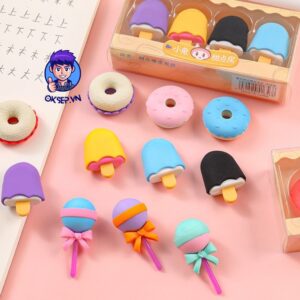 Hop 4 Tay Gom Tay But Chi RC 04843 Hinh Banh Keo – Que Kem – Banh DONUT Nhieu Mau Dung Cu Cho Hoc Sinh – Sinh Vien Sieu Dang Yeu 8