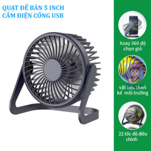 Quat Mini De Ban 5 Inch Sieu Mat Cam Cong USB Dung Cho Pin Du Phong Coc Sac 5V tai OKSEP 6