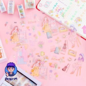 Set Hop 5 Cuon WASHI TAPE 9 Mieng Sticker Dan Cute Dung Trang Tri Sang Tao Ngau Nhien 1