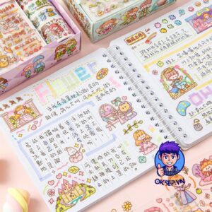 Set Hop 5 Cuon WASHI TAPE 9 Mieng Sticker Dan Cute Dung Trang Tri Sang Tao Ngau Nhien 13