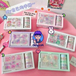 Set Hop 5 Cuon WASHI TAPE 9 Mieng Sticker Dan Cute Dung Trang Tri Sang Tao Ngau Nhien 15