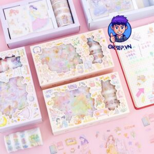 Set Hop 5 Cuon WASHI TAPE 9 Mieng Sticker Dan Cute Dung Trang Tri Sang Tao Ngau Nhien 3