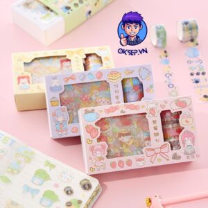 Set Hop 5 Cuon WASHI TAPE 9 Mieng Sticker Dan Cute Dung Trang Tri Sang Tao Ngau Nhien 4