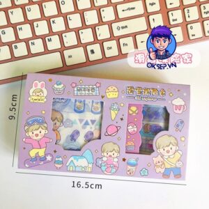 Set Hop 5 Cuon WASHI TAPE 9 Mieng Sticker Dan Cute Dung Trang Tri Sang Tao Ngau Nhien 5