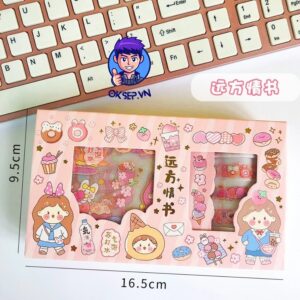 Set Hop 5 Cuon WASHI TAPE 9 Mieng Sticker Dan Cute Dung Trang Tri Sang Tao Ngau Nhien 6