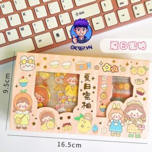 Set Hop 5 Cuon WASHI TAPE 9 Mieng Sticker Dan Cute Dung Trang Tri Sang Tao Ngau Nhien 7