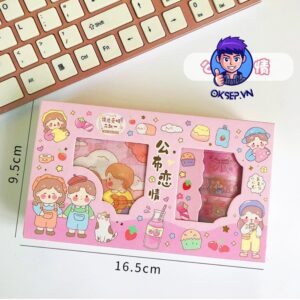 Set Hop 5 Cuon WASHI TAPE 9 Mieng Sticker Dan Cute Dung Trang Tri Sang Tao Ngau Nhien 8