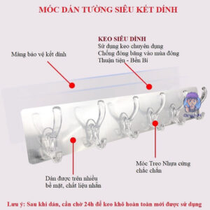 Thanh Moc Treo Do 6 Moc Sieu Dinh Dan Tuong Nha TamNha BepTu Quan Ao Moc 3